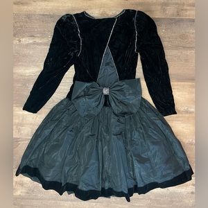 Lillie Rubin 80s vintage prom evening formal dance dress velvet bow small